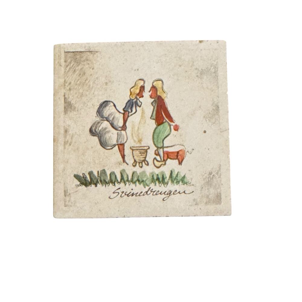 HC Anderson Fairy Tales Tile‎ Coaster (1) Back Hand Painted Made in Denmark READ